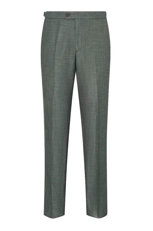 Green Flat Front Bamboo Trousers sold by New & Lingwood