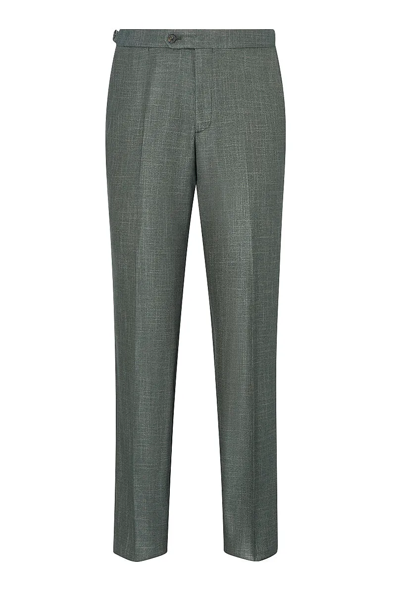 Green Flat Front Bamboo Trousers sold by New & Lingwood