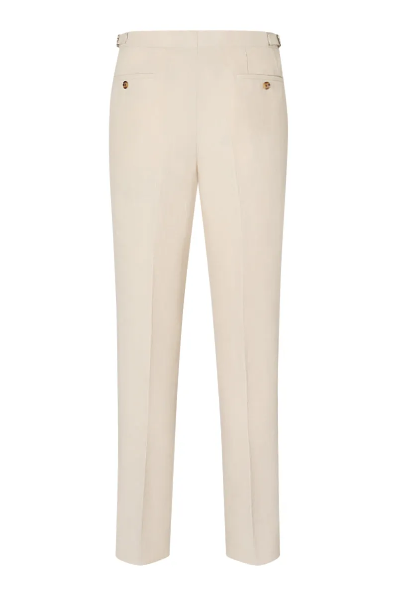 Cream Single Pleat Linen Trousers sold by New & Lingwood product image thumbnail 5