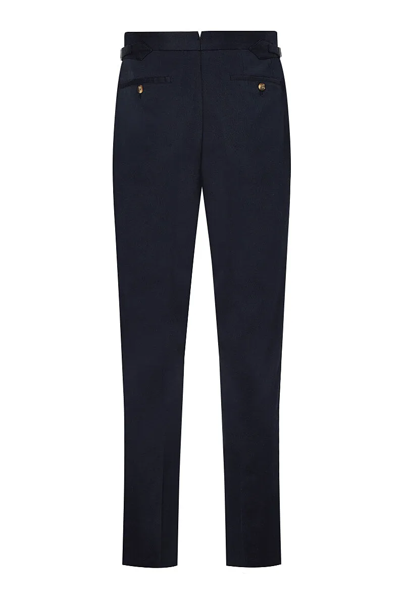 Navy Flat Front Cotton Chinos sold by New & Lingwood product image thumbnail 5
