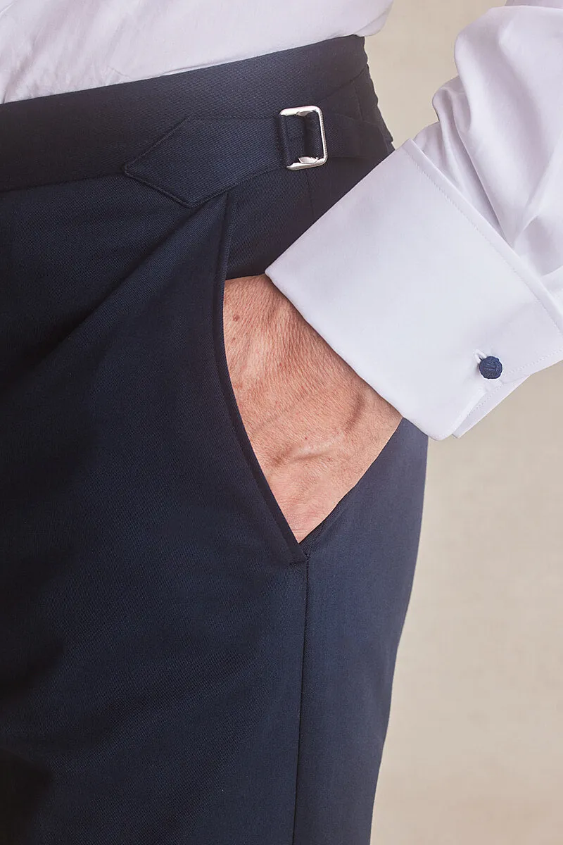 Navy Flat Front Cotton Chinos sold by New & Lingwood product image thumbnail 3