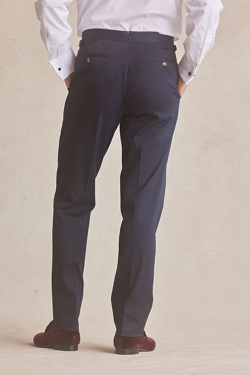 Navy Flat Front Cotton Chinos sold by New & Lingwood product image thumbnail 2