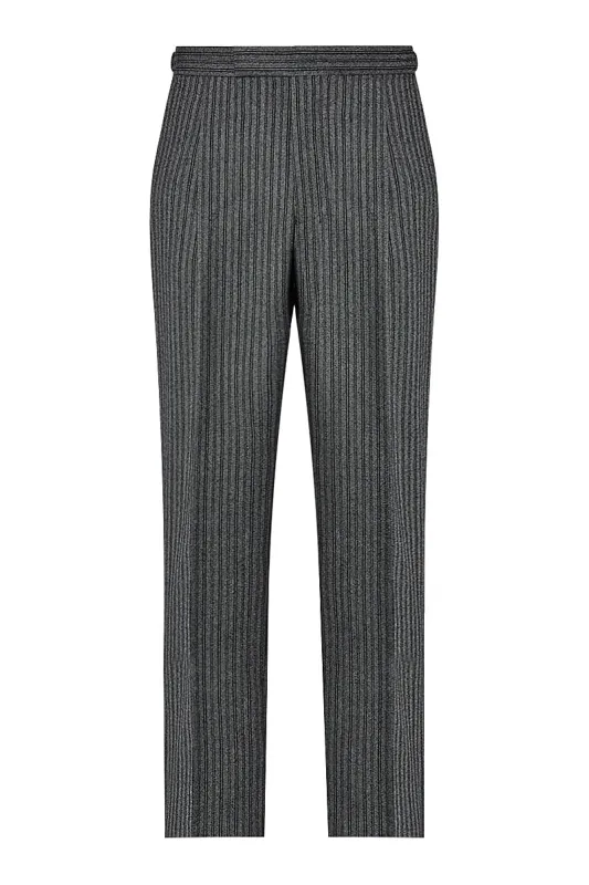 Black/Grey Morning Stripe Trousers sold by New & Lingwood