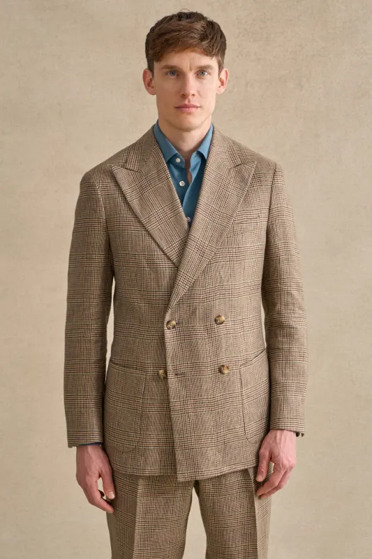 Blue & Brown Prince of Wales Double Breasted Jacket sold by New & Lingwood