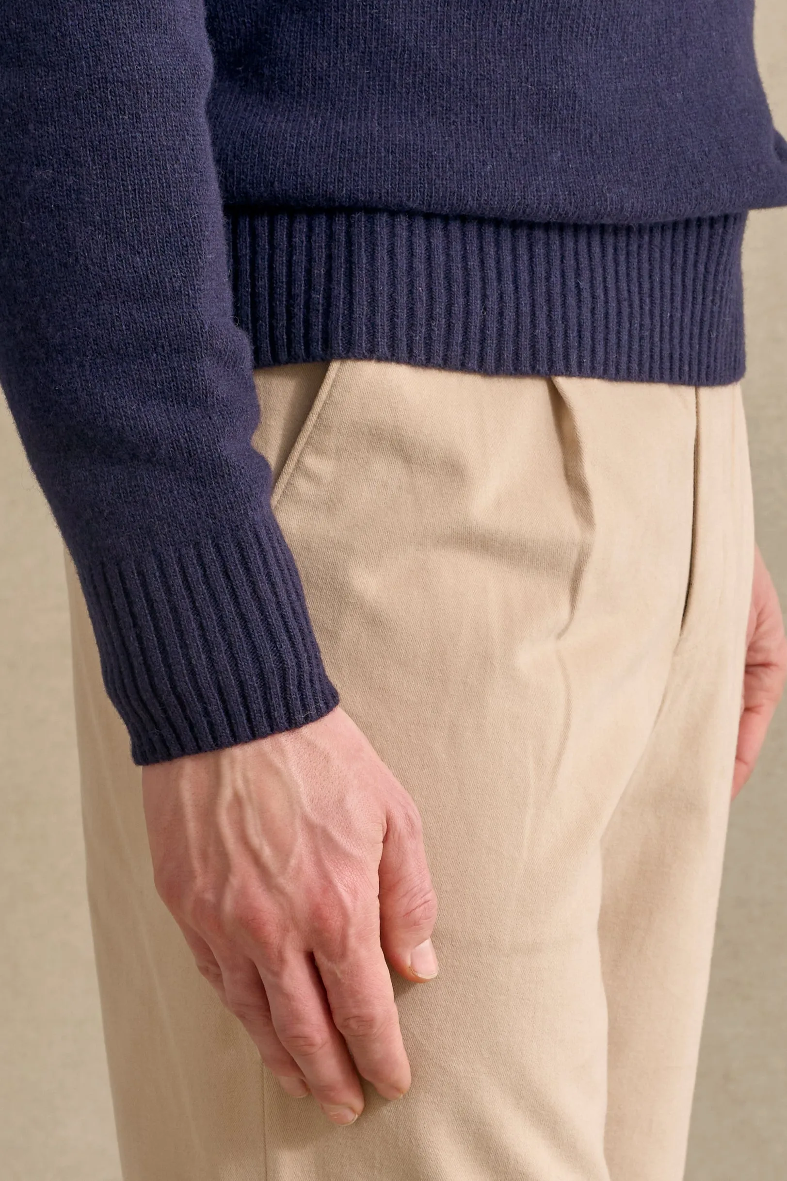 Navy Lambswool Knitted Polo sold by New & Lingwood product image thumbnail 3