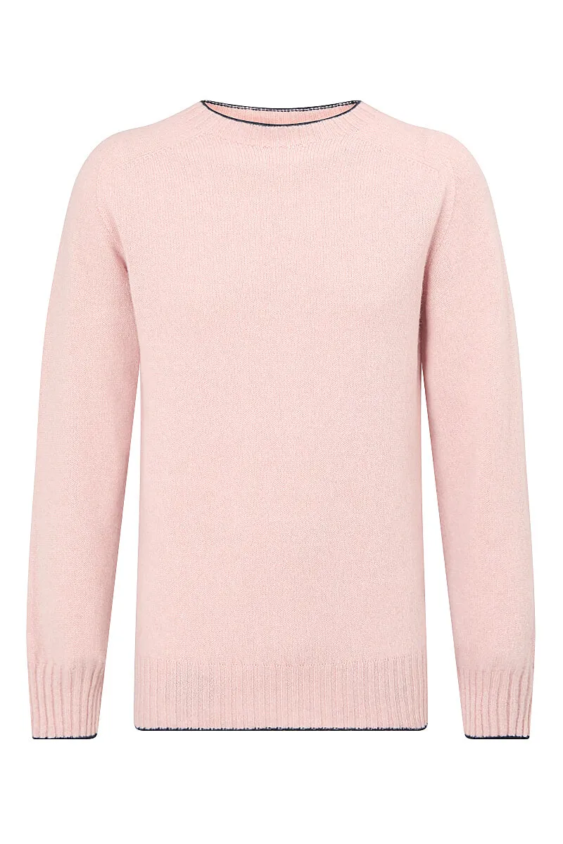 Pink Lambswool Crew Neck Jumper sold by New & Lingwood product image thumbnail 5