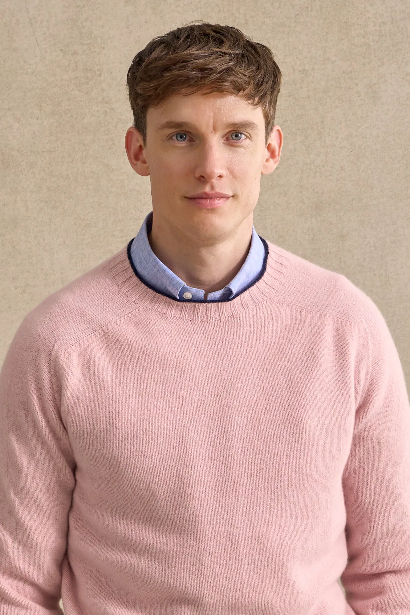 Pink Lambswool Crew Neck Jumper sold by New & Lingwood product image thumbnail 4