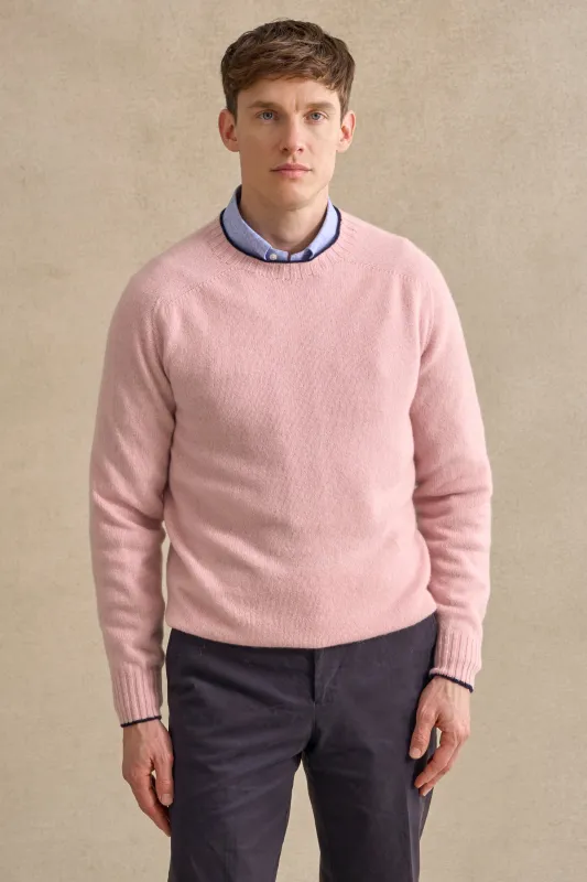 Pink Lambswool Crew Neck Jumper sold by New & Lingwood
