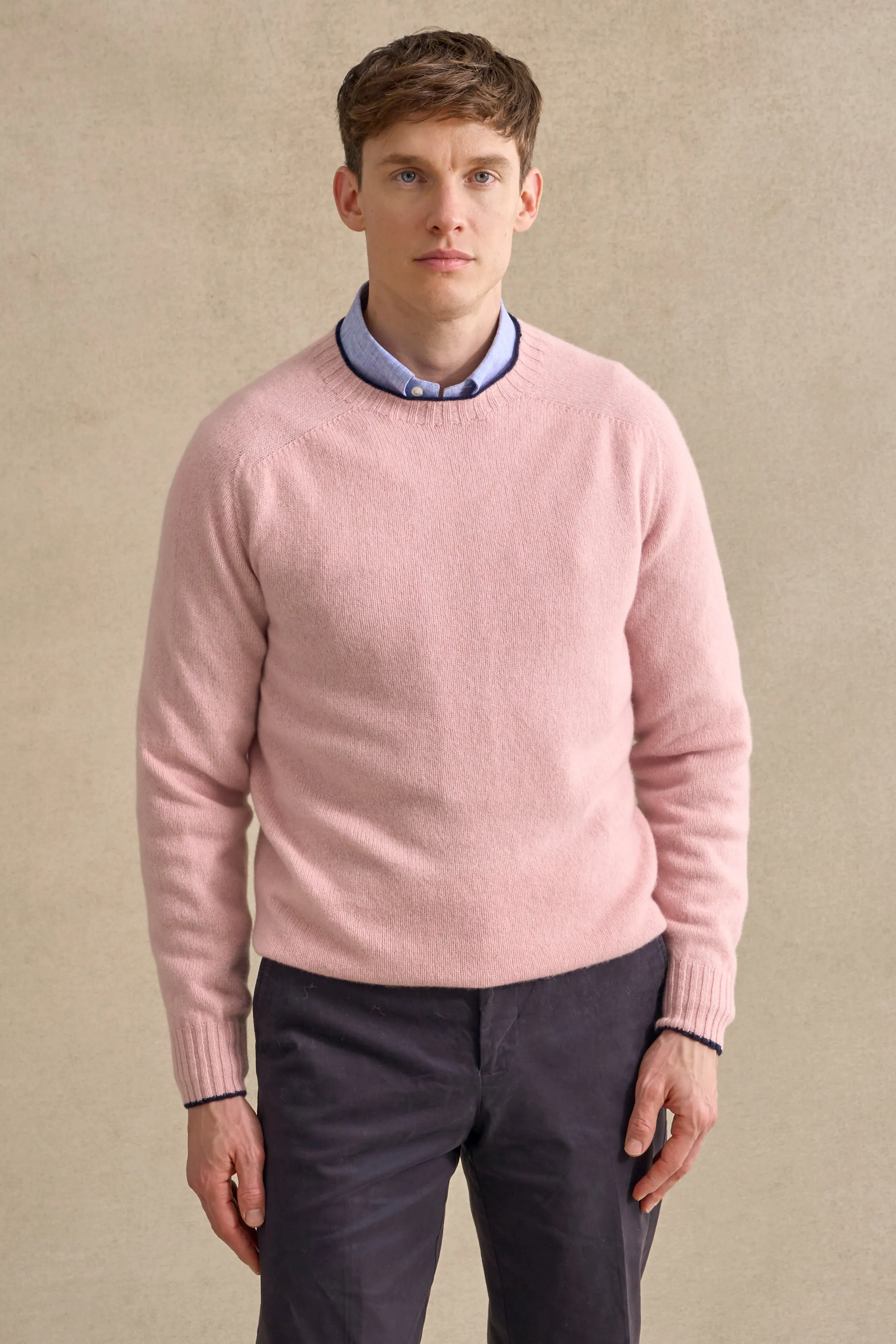 Pink Lambswool Crew Neck Jumper sold by New & Lingwood