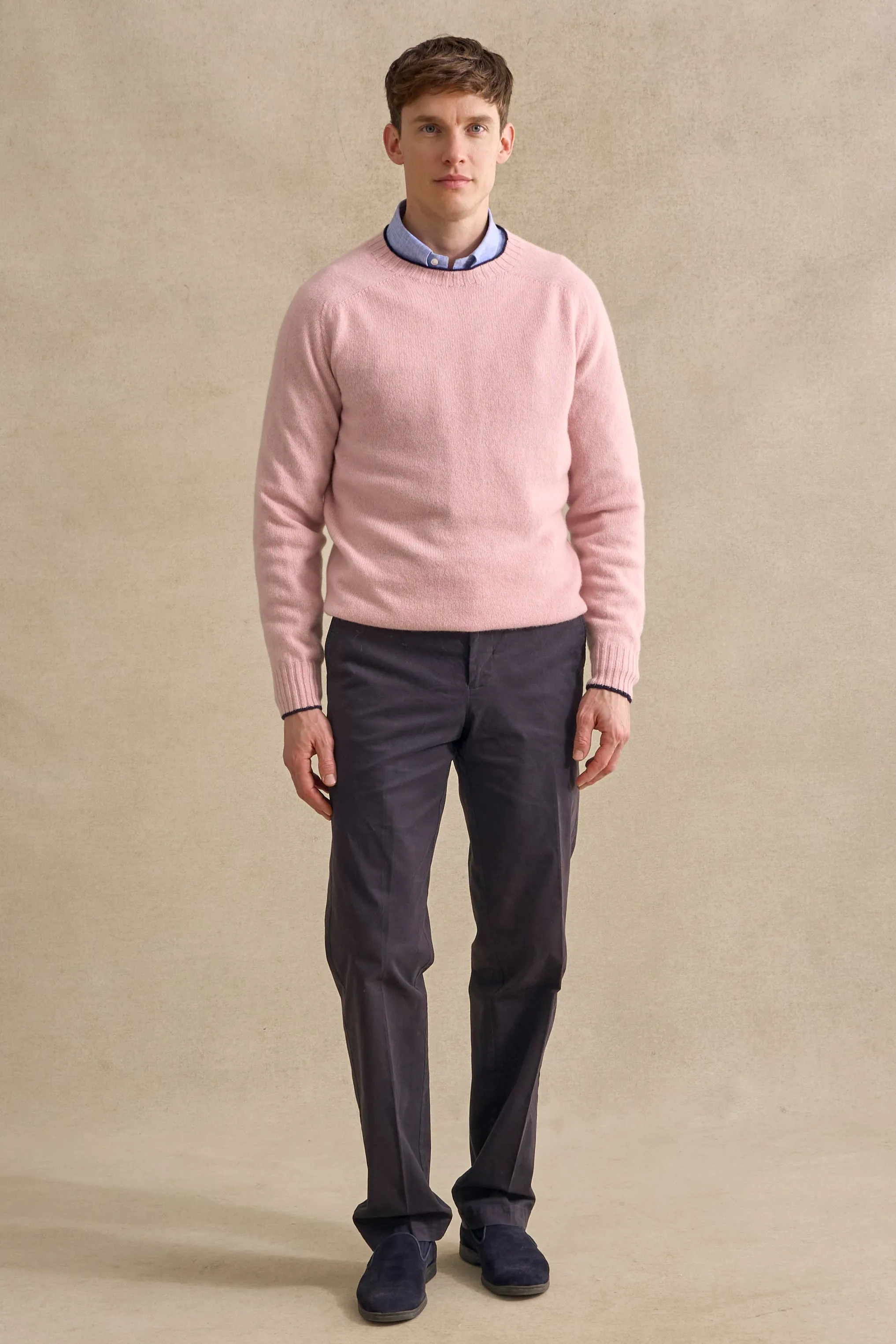 Pink Lambswool Crew Neck Jumper sold by New & Lingwood product image thumbnail 2
