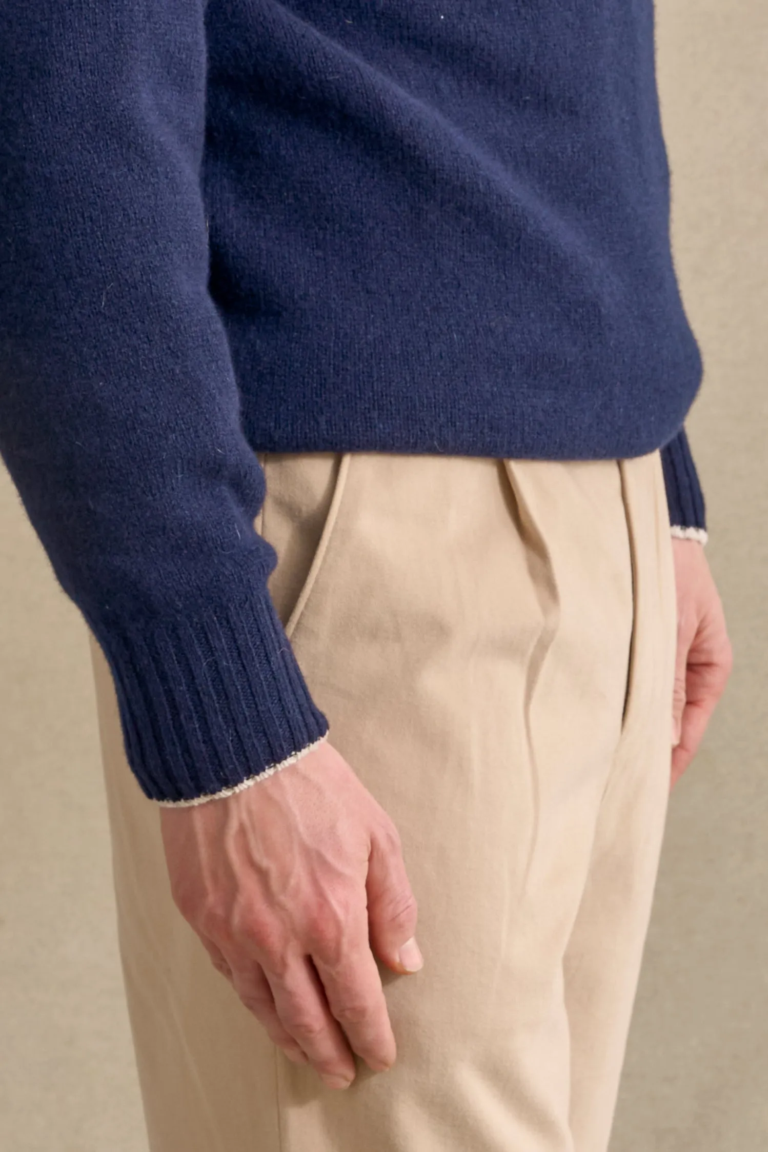 Navy Lambswool Crew Neck Jumper sold by New & Lingwood product image thumbnail 4