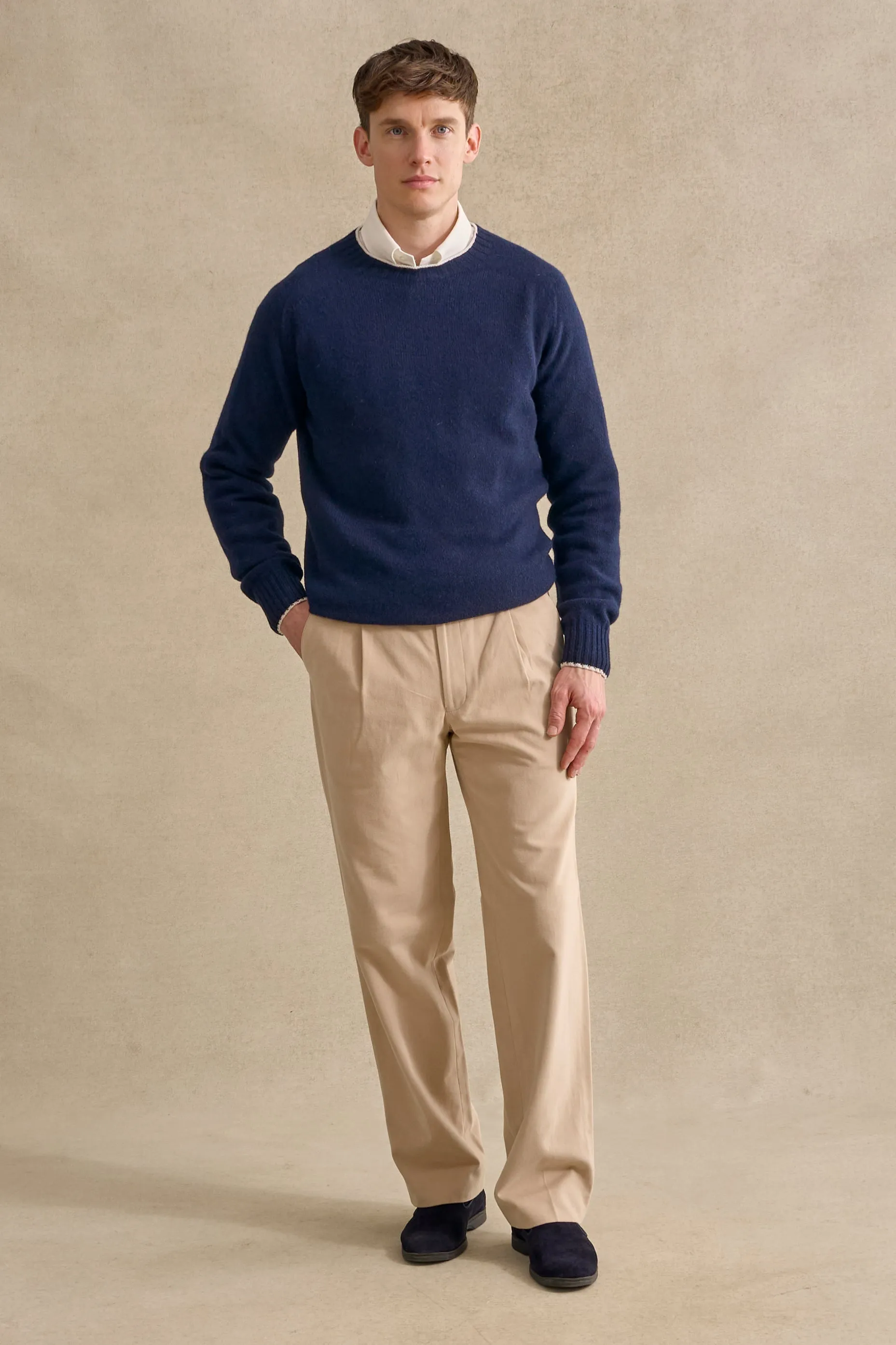 Navy Lambswool Crew Neck Jumper sold by New & Lingwood product image thumbnail 2
