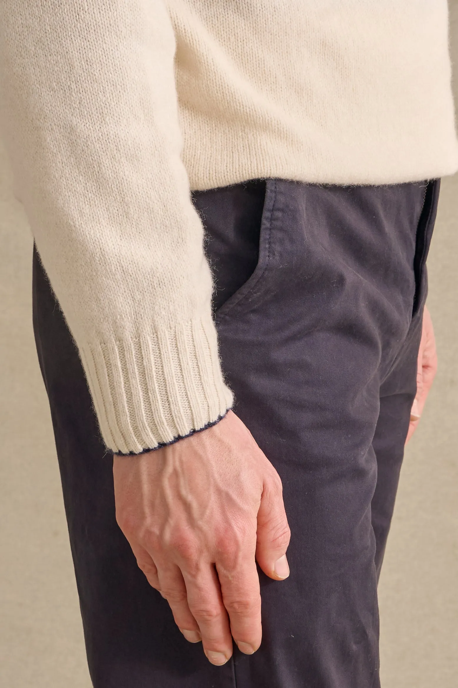 Cream Lambswool Crew Neck Jumper sold by New & Lingwood product image thumbnail 3