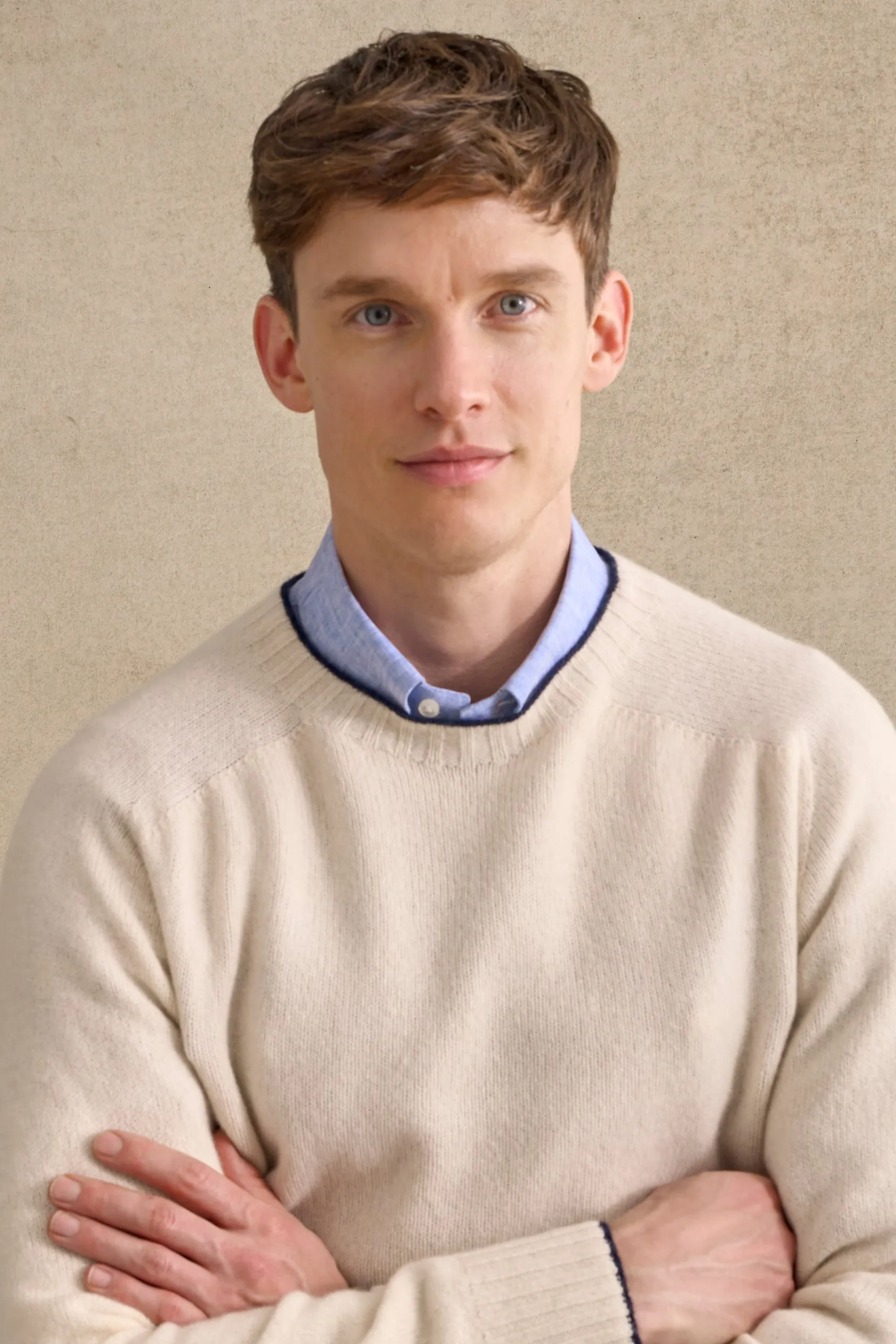 Cream Lambswool Crew Neck Jumper sold by New & Lingwood product image thumbnail 2