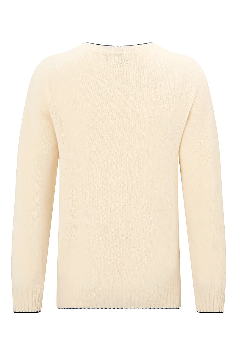Cream Lambswool Crew Neck Jumper sold by New & Lingwood product image thumbnail 5