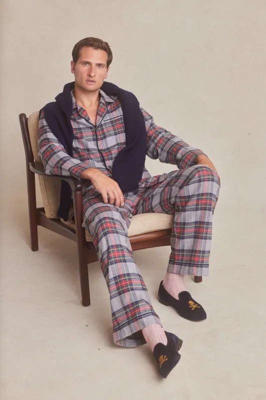 Blue Plaid Brushed Cotton Pyjama Set sold by New & Lingwood