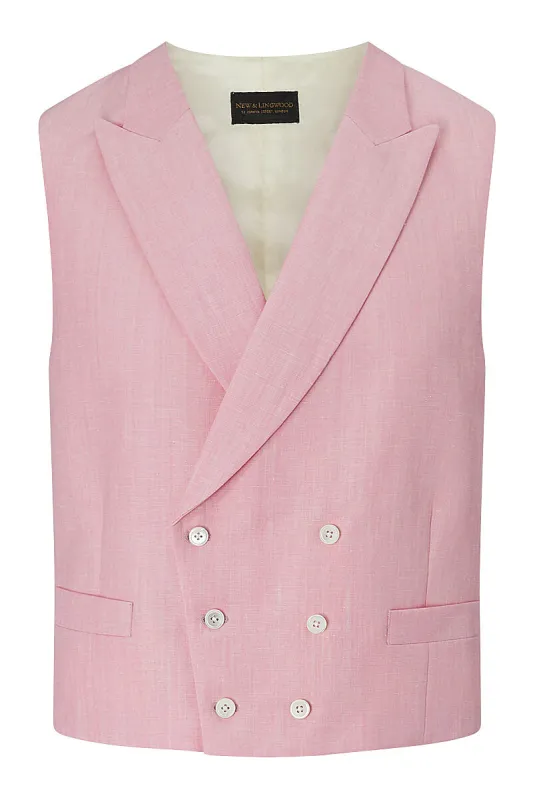 Pink Double-Breasted Linen Waistcoat sold by New & Lingwood