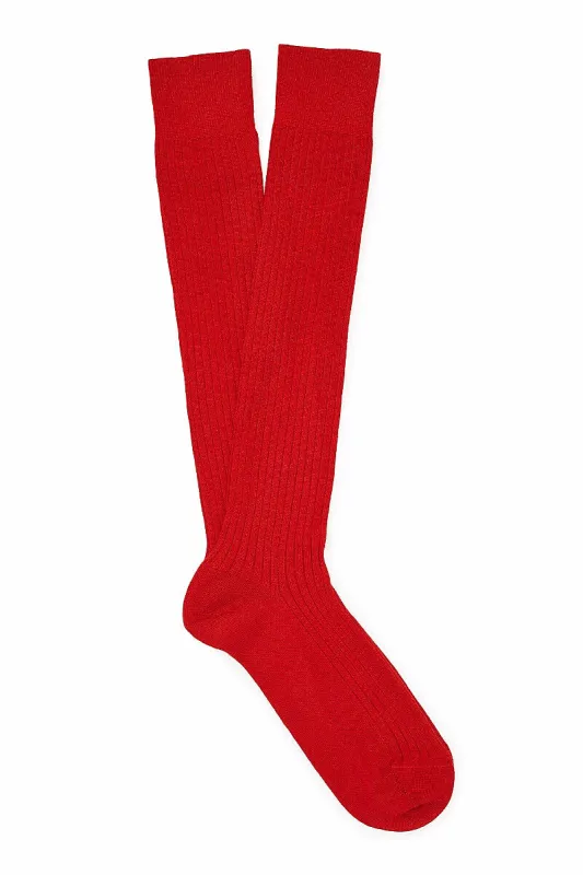Scarlet Long Lightweight Wool Socks sold by New & Lingwood