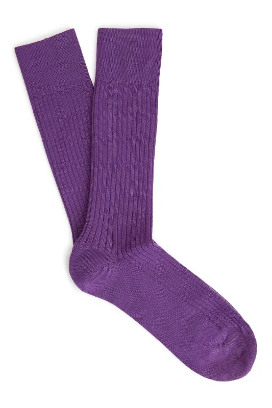 Purple Mid Calf Lightweight Wool Socks sold by New & Lingwood