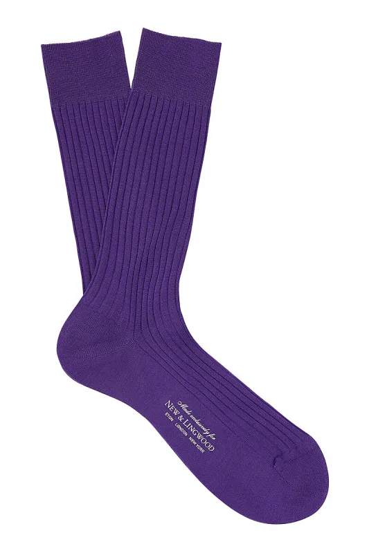 Purple Mid Calf Cotton Socks sold by New & Lingwood