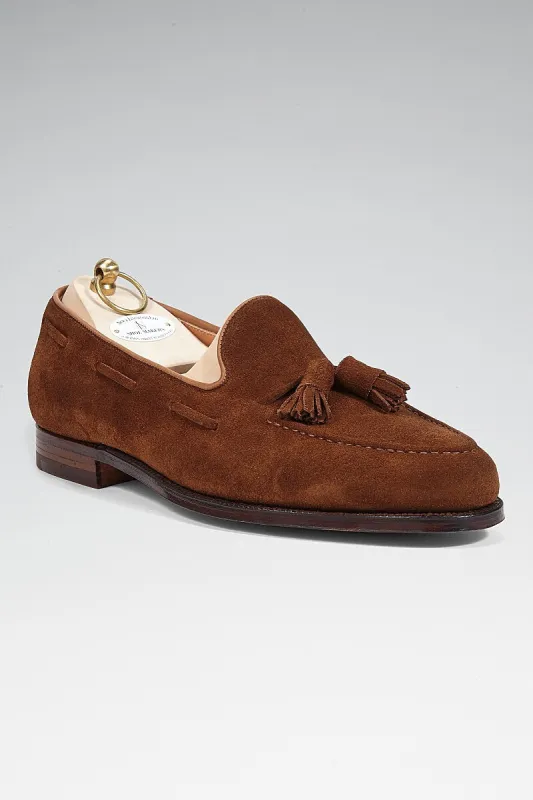 Tobacco Calf Suede Tassel Loafers sold by New & Lingwood