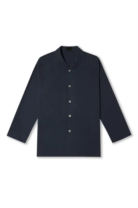 Navy Sandwash Silk Lounge Shirt sold by New & Lingwood
