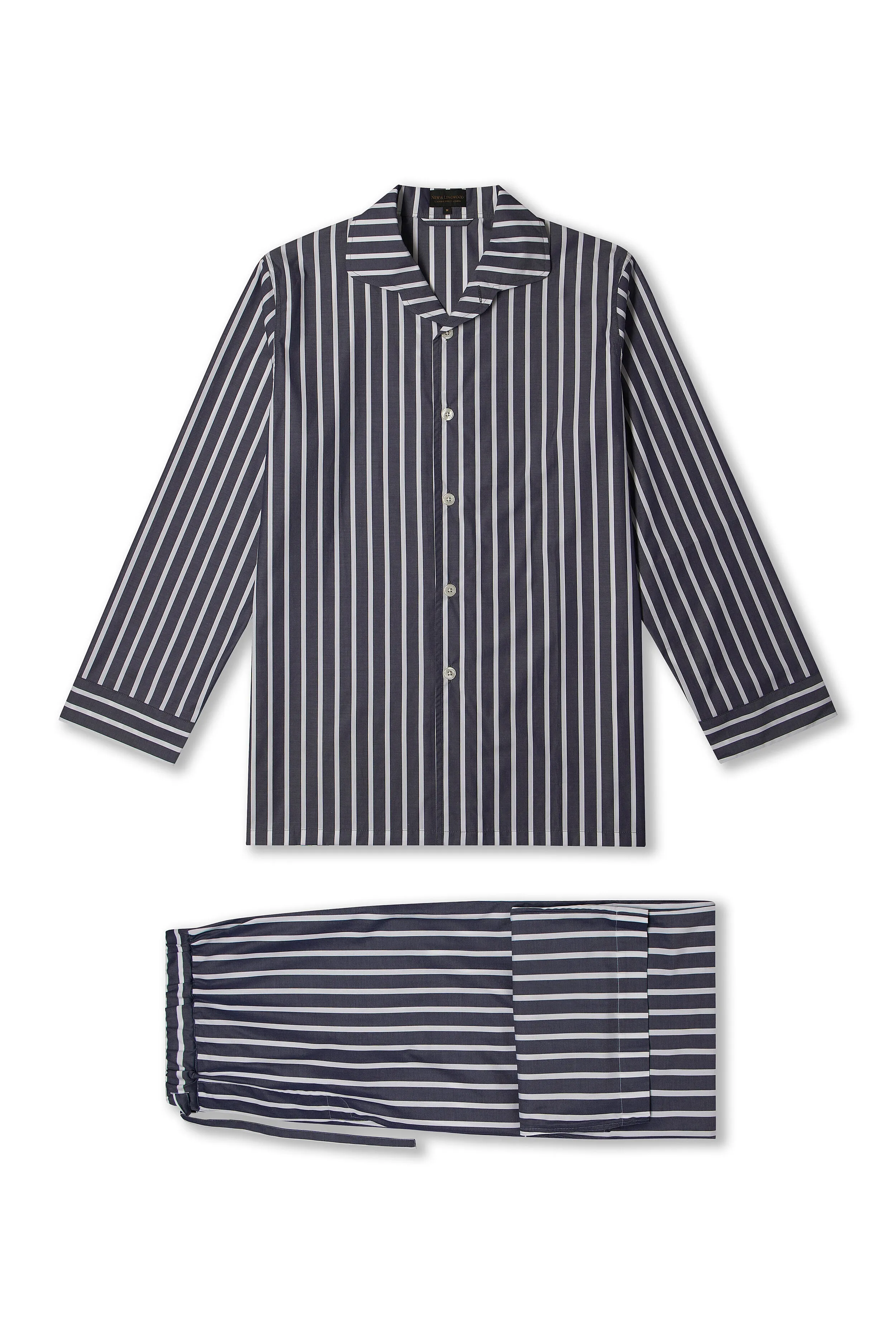 Navy & White Wide Stripe Lounge Trousers sold by New & Lingwood product image thumbnail 3