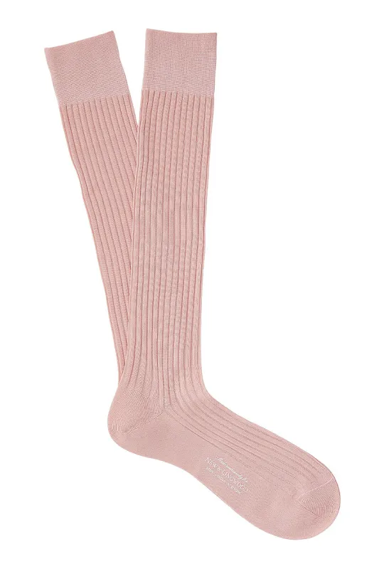 Light Pink Long Cotton Socks sold by New & Lingwood