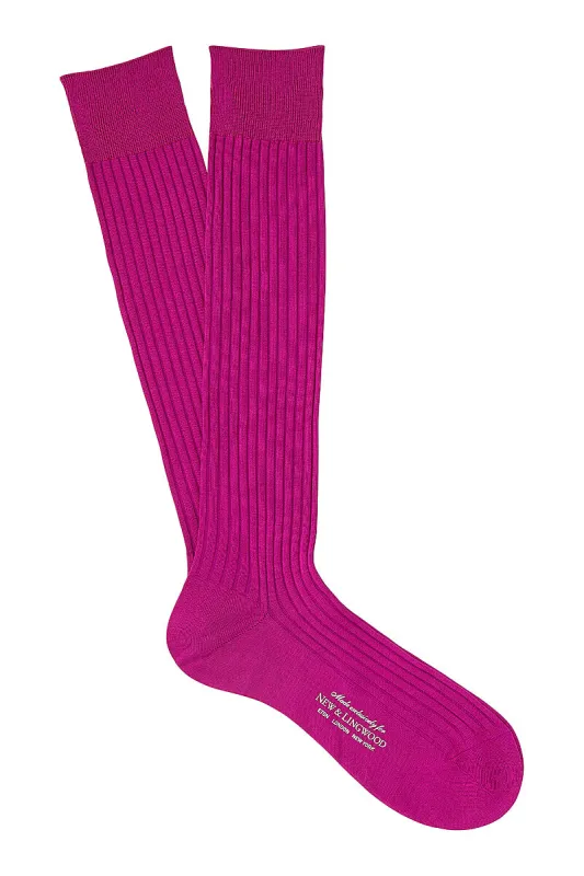 Fuchsia Long Cotton Socks sold by New & Lingwood