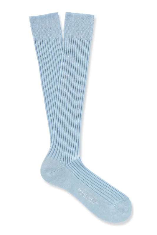 Sky Long Cotton Socks made by New & Lingwood