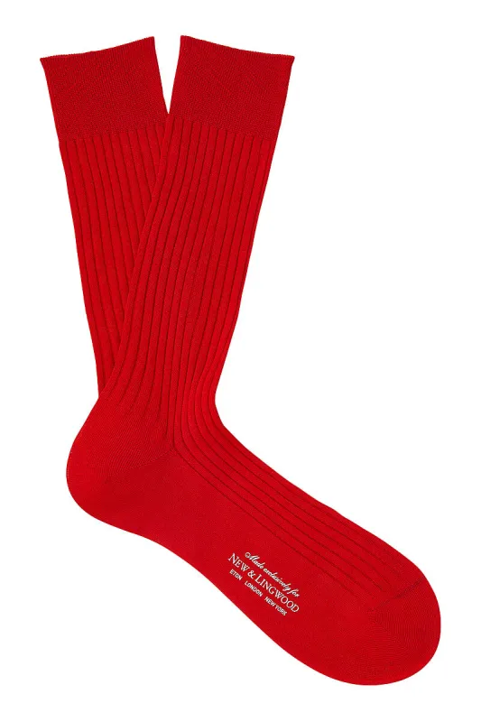 Scarlet Mid Calf Cotton Socks sold by New & Lingwood