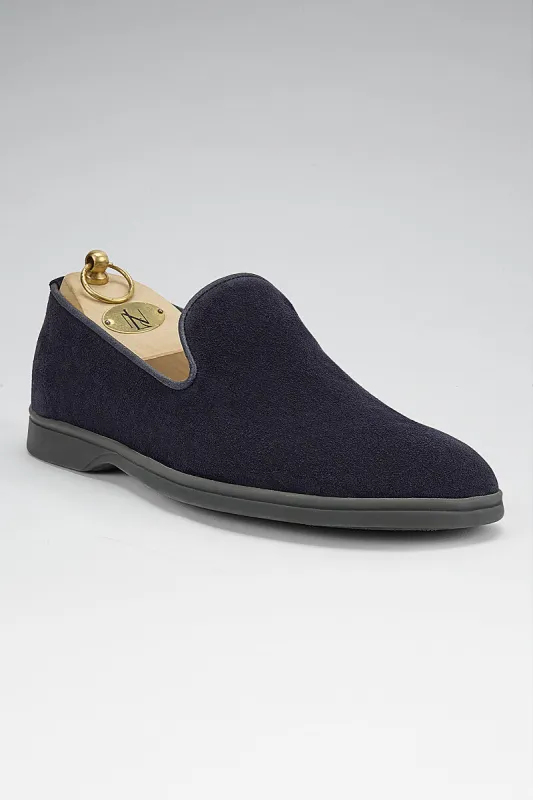 Navy Suede All Day Slipper sold by New & Lingwood
