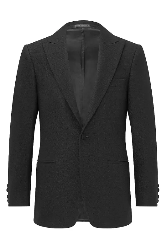 Black Peak Lapel Single Breasted Wool Evening Jacket sold by New & Lingwood