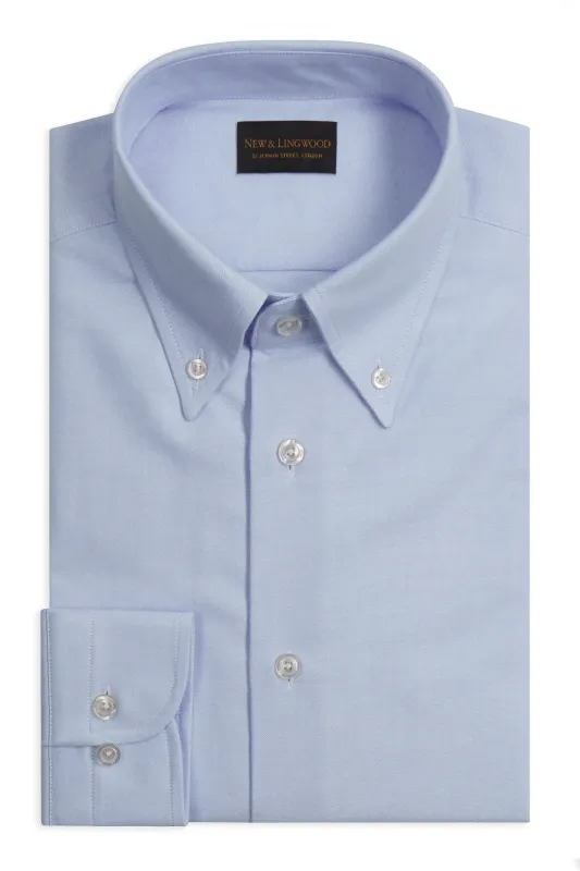 Pale Blue Button Down Collar Tailored Fit Oxford Shirt sold by New & Lingwood
