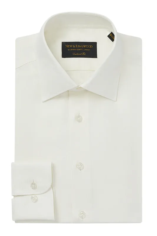Ivory Cutaway Collar Tailored Fit Sandwash Silk Shirt made by New & Lingwood