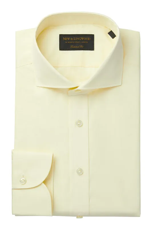 Cream Cutaway Collar Tailored Fit Single Cuff Poplin Shirt sold by New & Lingwood