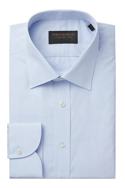 Pale Blue St James' Collar Classic Fit Single Cuff Poplin Shirt sold by New & Lingwood
