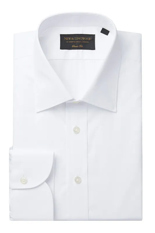 White St James' Collar Classic Fit Single Cuff Poplin Shirt sold by New & Lingwood