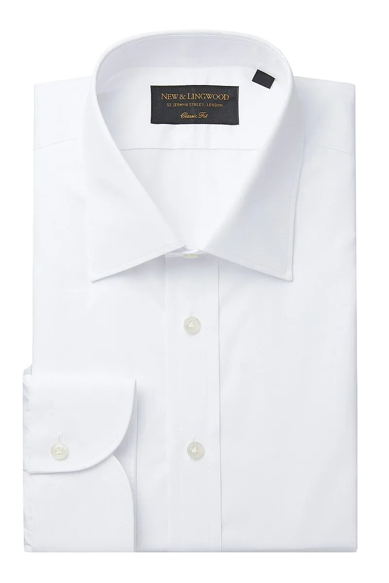 White St James' Collar Classic Fit Single Cuff Poplin Shirt sold by New & Lingwood