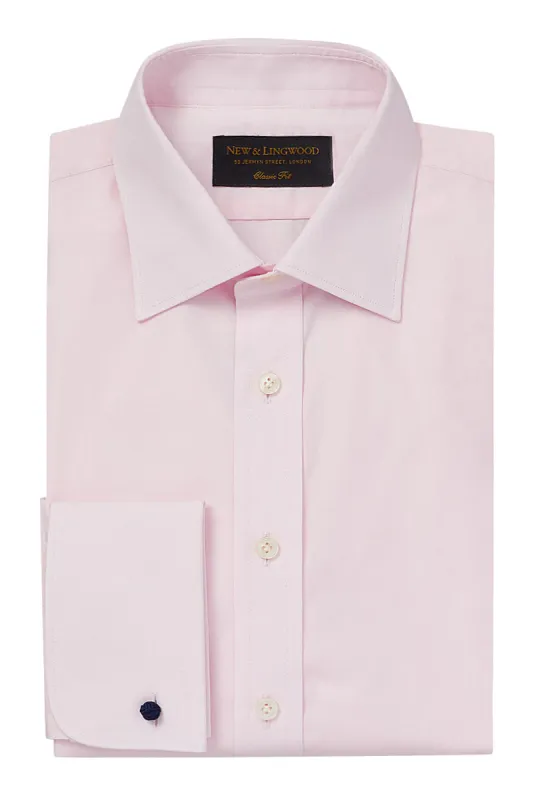Pink St James' Collar Classic Fit Double Cuff Poplin Shirt made by New & Lingwood