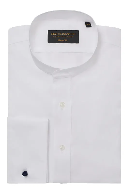 White Classic Fit Neckband Poplin Shirt sold by New & Lingwood