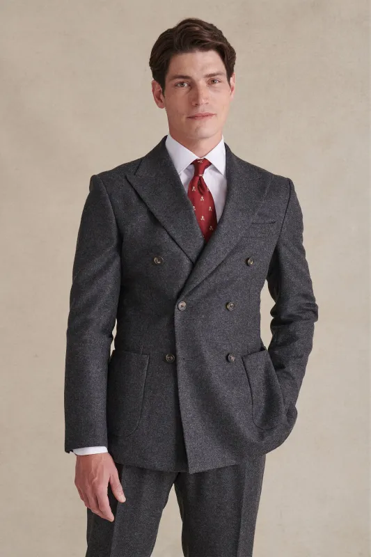 Dark Grey Flannel Double Breasted Jacket sold by New & Lingwood