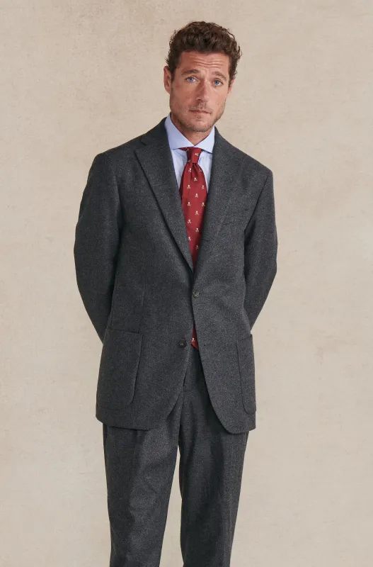 Dark Grey Single Breasted Flannel Jacket sold by New & Lingwood