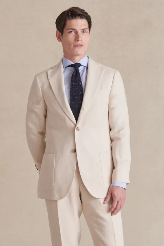 Cream Single Breasted Linen Jacket sold by New & Lingwood