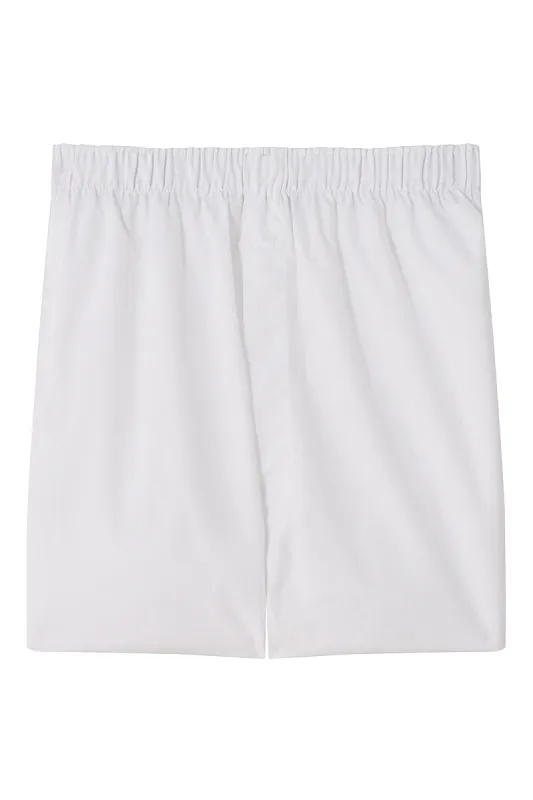 White Poplin Cotton Boxer Shorts sold by New & Lingwood