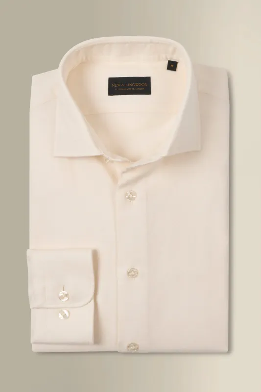 Cream Cutaway Collar Standard Fit Flannel Shirt sold by New & Lingwood