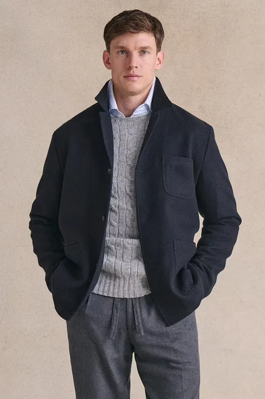 Navy Cashmere Carpenter Jacket sold by New & Lingwood