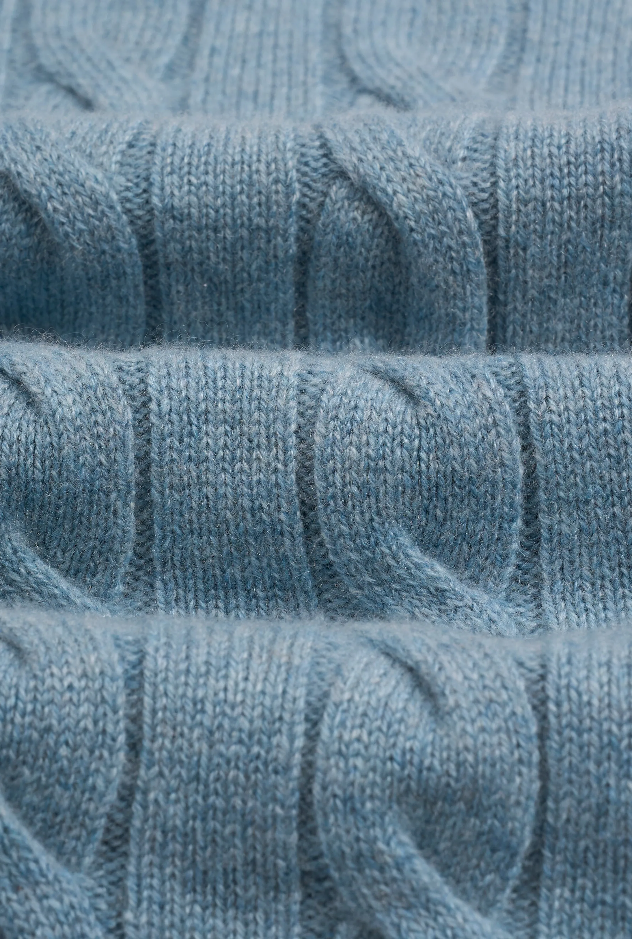 Blue & Grey Button Neck Cable Knit Cashmere Jumper sold by New & Lingwood product image thumbnail 4