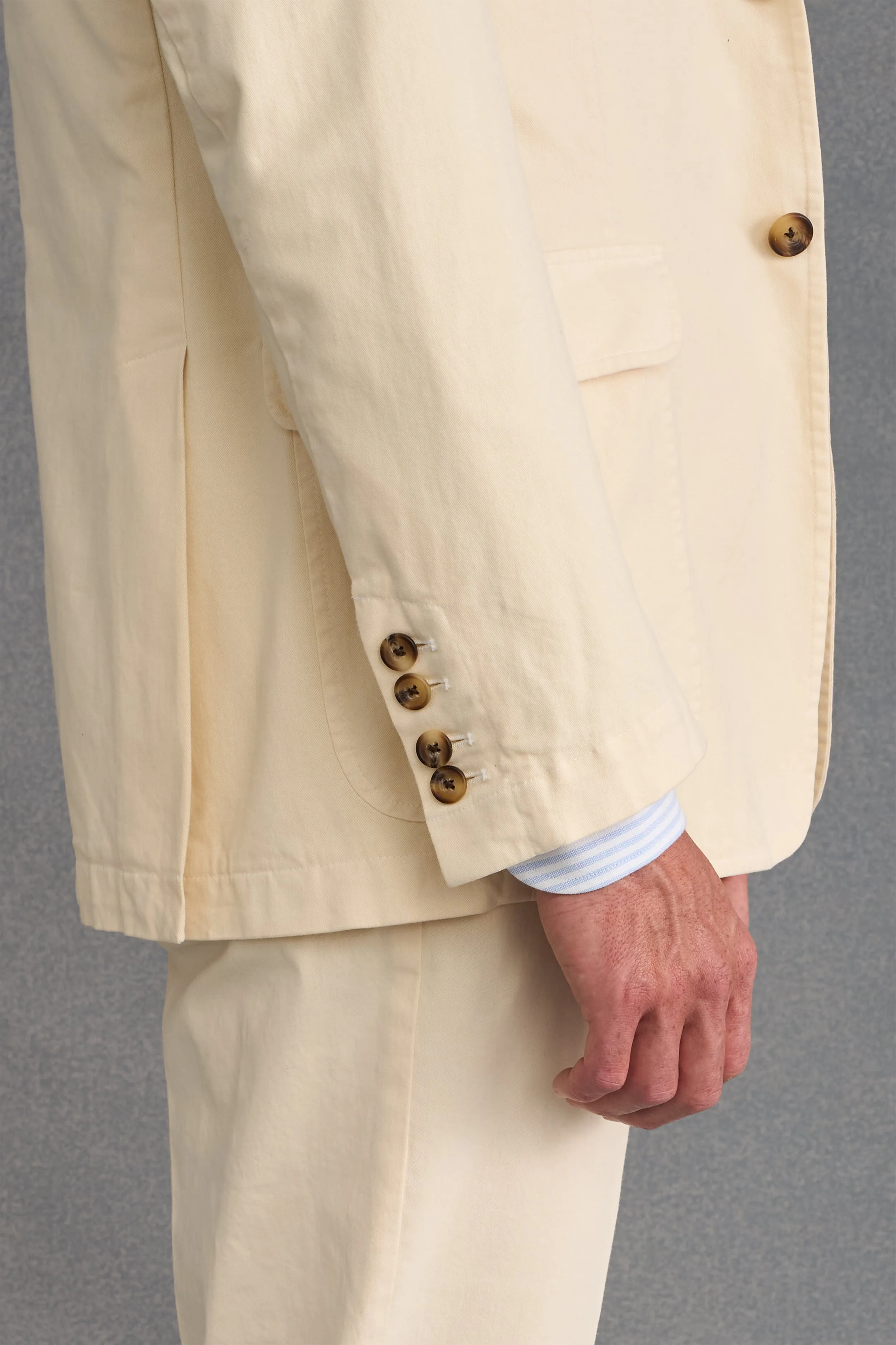 Cream Garment Dyed Single Breasted Jacket sold by New & Lingwood product image thumbnail 4