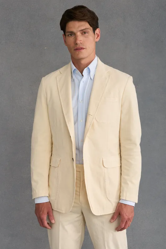 Cream Garment Dyed Single Breasted Jacket sold by New & Lingwood
